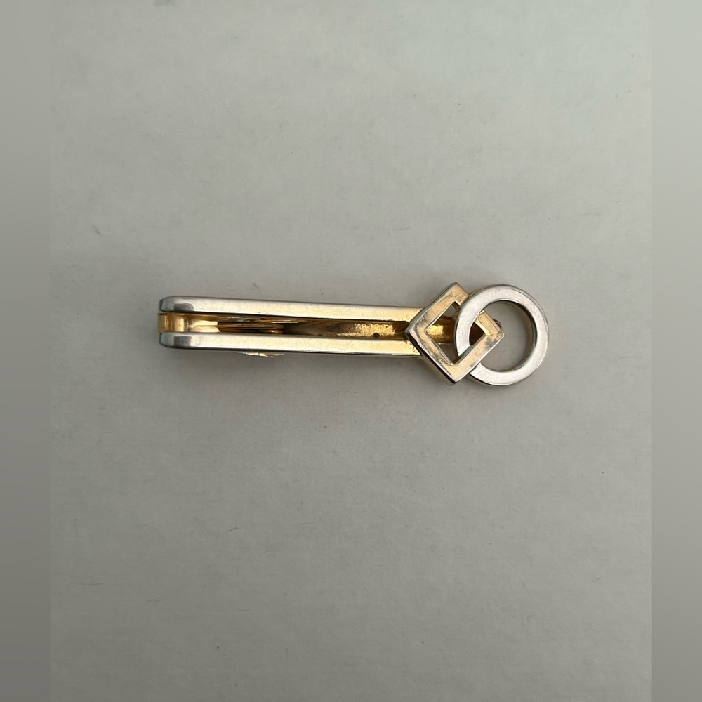 Vintage two tone tie clip tie bar signed “swank”